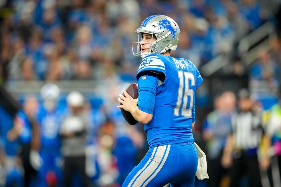 Jared Goff, líder do Detroit Lions — Foto: Nic Antaya / Getty Images via AFP