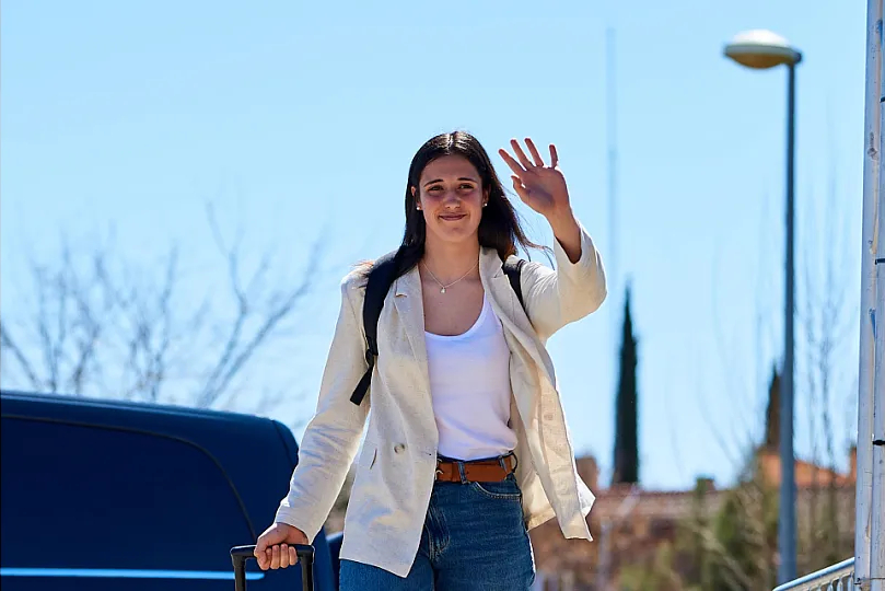 Eunate Astralaga, a su llegada a la Ciudad del Fútbol el lunes