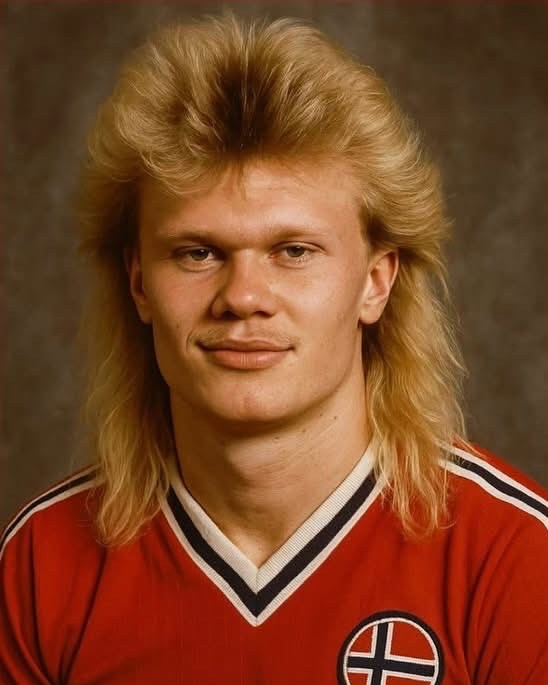 Haaland, no estilo anos 80 — Foto: Reprodução