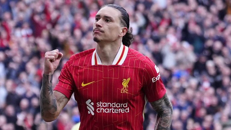 Darwin Nunez celebrates after equalising for Liverpool against Southampton
