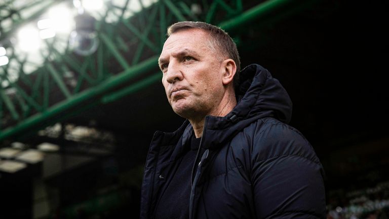 GLASGOW, SCOTLAND - MARCH 16: Celtic Manager Brendan Rodgers ahead of a William Hill Premiership match between Celtic and Rangers at Celtic Park, on March 16, 2025, in Glasgow, Scotland. (Photo by Craig Foy / SNS Group)