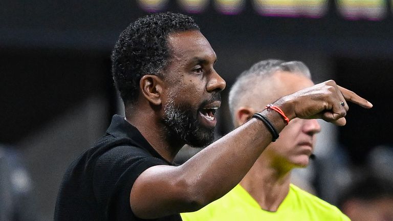 ATLANTA, GA - SEPTEMBER 13: Columbus head coach Wilfried Nancy reacts during the MLS match between Columbus Crew and Atlanta United FC on September 13th, 2025 at Mercedes-Benz Stadium in Atlanta, GA. (Photo by Rich von Biberstein/Icon Sportswire) (Icon Sportswire via AP Images)