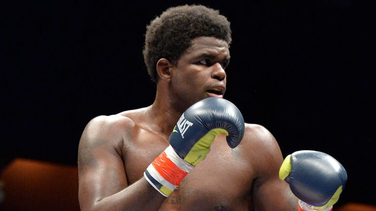 Cassius Chaney (red tape) battles Jon Bolden (blue tape) during their Heavyweight bout on October 05, 2017 at the Mohegan Sun Arena in Uncas